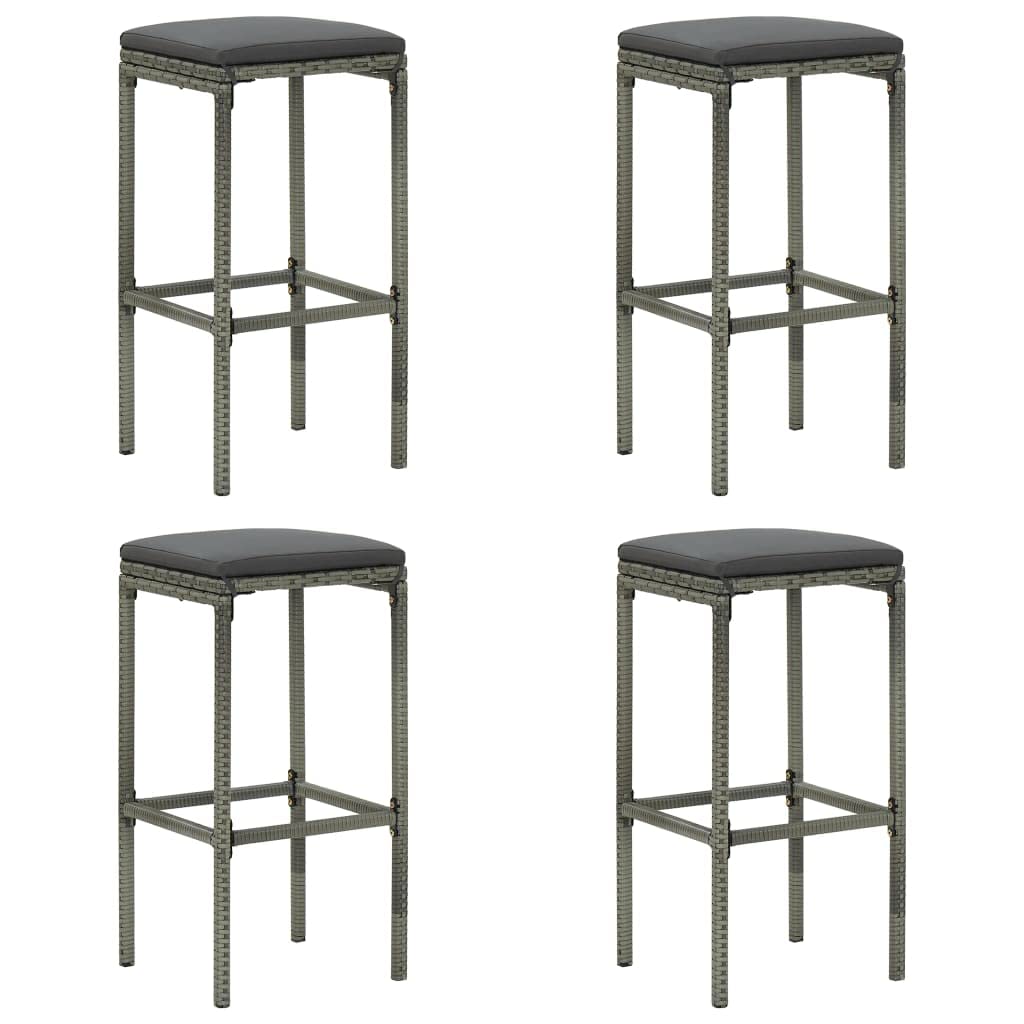 Set de Bar para jardín 5 Piezas y Cojines ratán sintético Gris Bar Exterior Jardin,Mesa Silla para Patio Terraza Balcón Barra Bistró Muebles L306H915