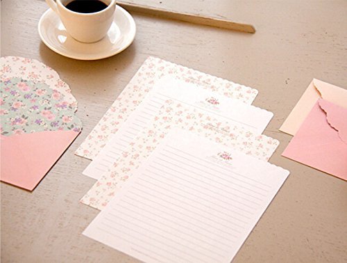 Scstyle 32 Cute Lovely Kawaii Special Design Writing Stationery Paper+16 Envelope 3.45 X5.4 Inch -(Flower) #TOP2
