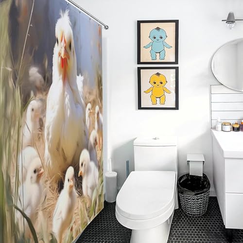 Rideau de douche imperméable en polyester lavable 122x183cm poulet mignon - 3