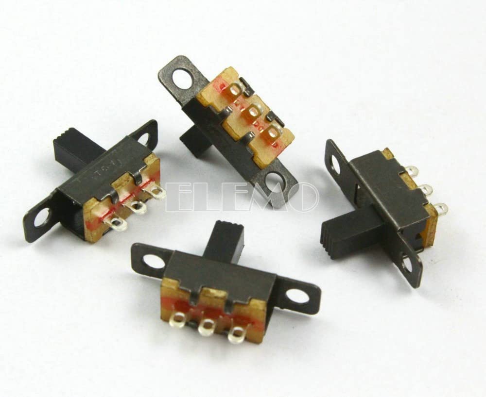 100 Pieces 3 Pin 2 Position 1P2T SPDT Panel Mini Vertical Slide Switch Solder Lug SS12F15VG5