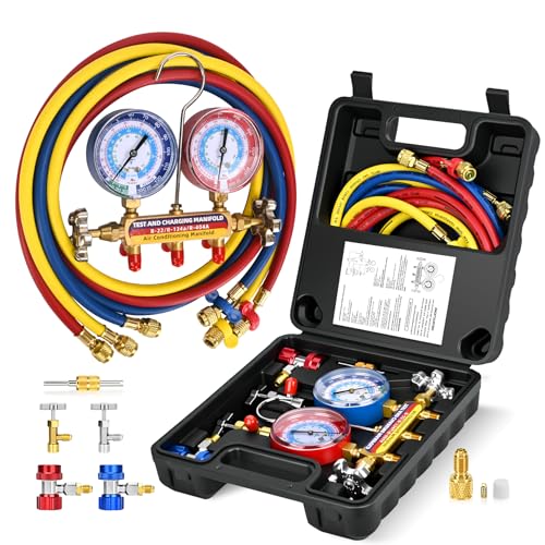 Manómetro y Kit de Carga 42006 con Mangueras HVAC y Adaptadores