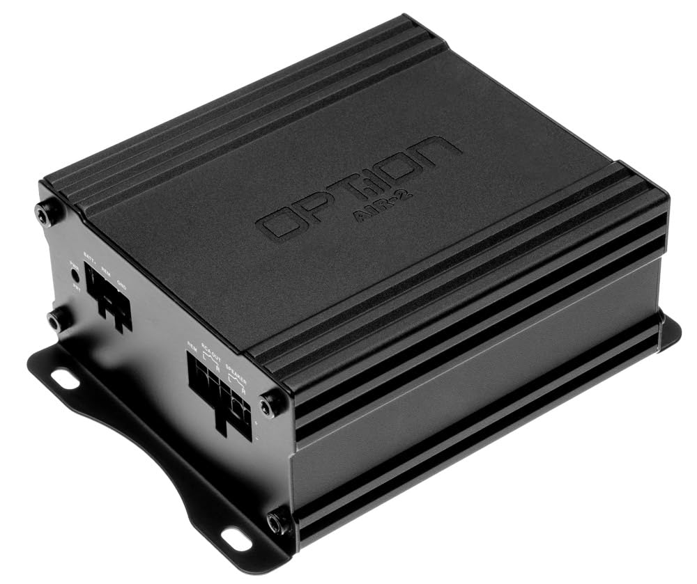 OPTION AIR-2 Verstärker inkl. ISO-Kit - Mini Verstärker mit Plug & Play-Installation für alle Fahrzeuge mit ISO-Anschluss