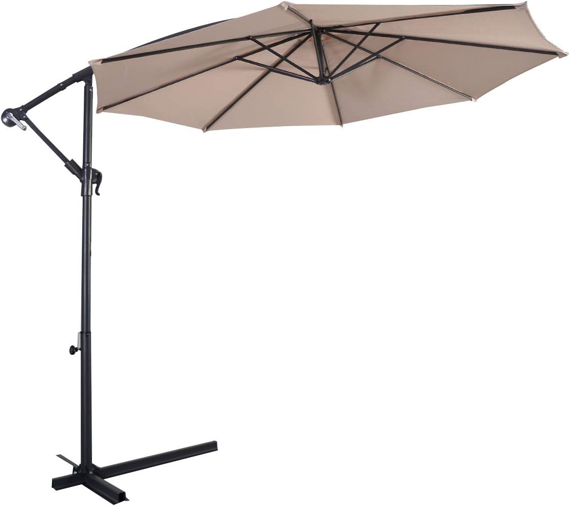 HAPPYGRILL 10ft Patio Umbrella Outdoor Sun Umbrella Offset Crank Table Umbrella