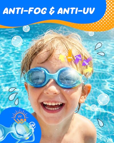 Aegend Swim Goggles for Kids Age 3-8 (Blue & Green) — view 4