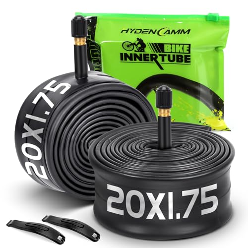 Hydencamm 2 Pack 20x1.75/2.125 Bike Tube 20x1.75 20x1.95 20x2.10 20x2.125 with 35mm Schrader Valve Butyl 20x1.95 Bike Tube with 2PCS Levers Compatible with MTB and Cruisers City Bikes Road Bikes