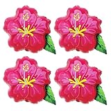 4Pcs Tropical Hibiscus Foil Balloons, 23.6inch Hot Pink Hibiscus Flowers Balloon for Magic Theme Hawaiian Flamingo Summer Luau Aloha Birthday Party Decorations