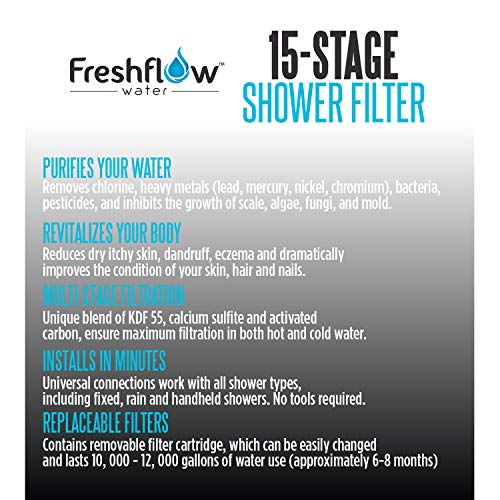 image for Freshflow Water Shower Filter Hard Water Softener | Bonus Cartridge - 