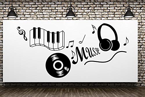 Rocwart - Adesivi da parete con citazioni musicali, decalcomanie per soggiorno, cameretta dei bambini, decorazione da parete rimovibile in vinile, 43 x 21,7 cm, colore: Nero, nero
