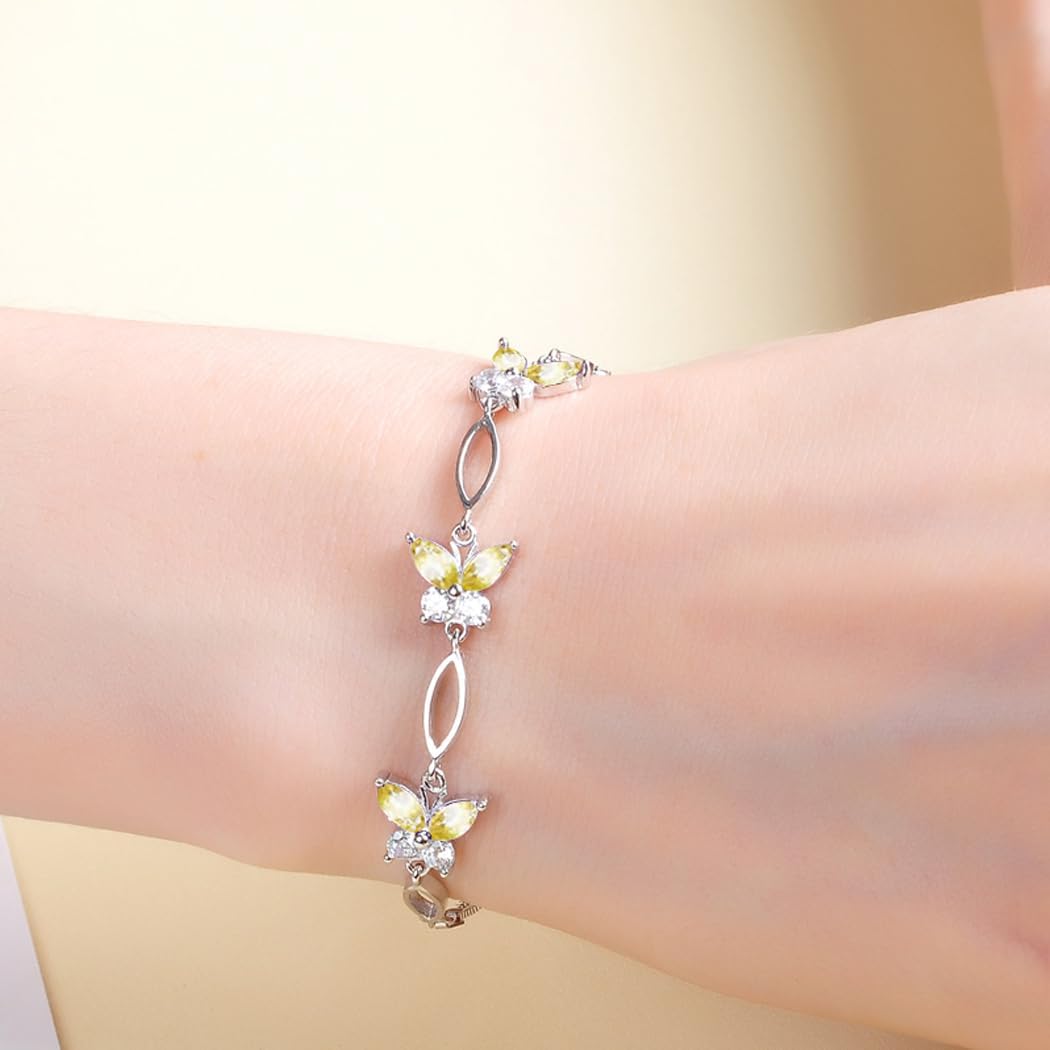 Gifts for Women S925 Sterling Silver Purple Butterfly Bracelet,Adjustable Charm Bracelets Jewelry Present for Women,Anniversary Holiday Christmas Mothers Day Birthday Gifts for Mother Wife Daughter