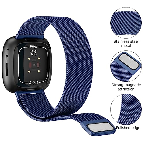 Vanjua Metal Band for Fitbit Sense 2,Sense Bands, Fitbit Versa 4,Versa 3 Bands Women Men,Versa 4 Smartwatch (Small, Sapphire Blue)