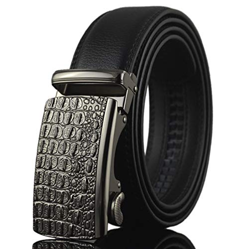 Ceinture en cuir à boucle automatique hommes d'affaires noire