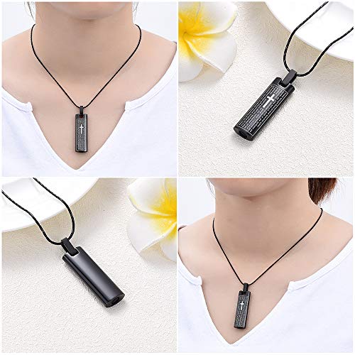 constantlife Cremation Necklace Cremation Jewelry 30mm Lord's Prayer Stainless Steel Polished Cube Cremation Pendant Memorial Ashes Keepsake Urn Necklace3