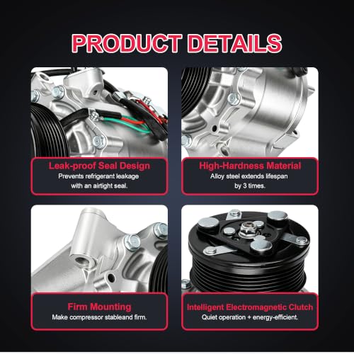 Image of 38800-RNA-A01 AC Compressor with Clutch Replacement for Honda Civic 1.8L 2006 2007 2008 2009 2010 2011,Air Conditioner with 7-Groove Pulley,Replaces# CO 4918AC,38810RRBA01,38800RNBA02
