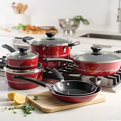 Image of Tramontina Sicilia 10-Pc Non Stick Pots and Pans Set with Glass Lids