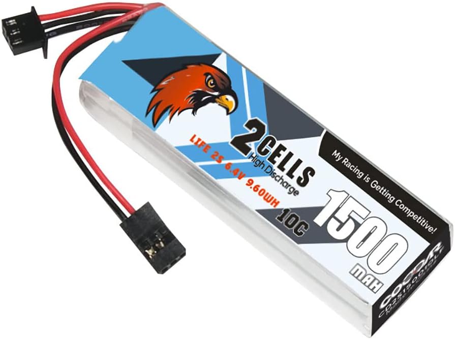 CODDAR 1500mAh 2S 6.4V 10C LiPo Battery with JR Connector for Sanwa M12-RS MT46, CD2S150010LF