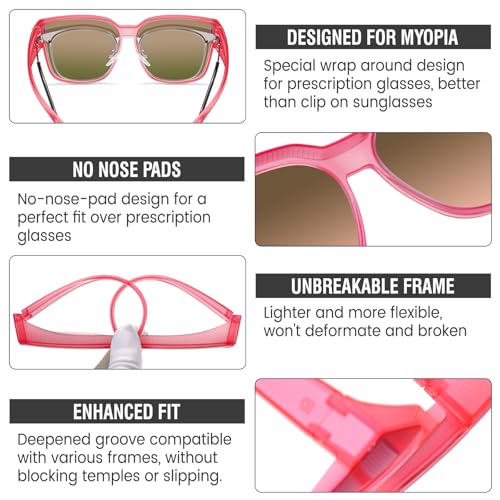 Image of DUCO Fit Over Sunglasses for Men Women Wear Over Glasses Retro Wrap Around Polarized Sun Glasses UV400 Protection DC8981