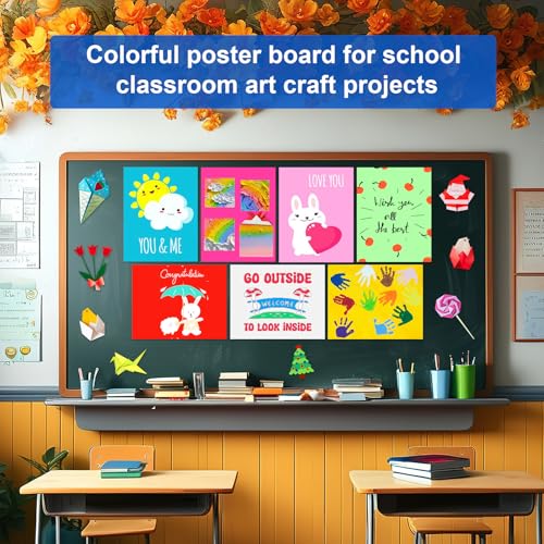Image of 10 Pcs Poster Board Colorful Paper 12x18, ROOKEA Vision Boards Bulk Blank Graphic Display Posterboard Card Paper for Kids School Classroom Arts Craft Projects Drawing Scrapbooking