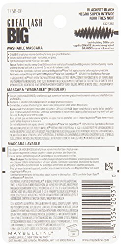 Image of Maybelline New York Great Lash Big Washable Mascara, Blackest Black 130, 0.34 Fluid Ounce