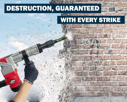 Image of Inditrust Dumdaar 7kg Electric Demolition Hammer, (RED) 100% copper winding 1500W, 360 Rotating Handle, with Anti vibration control handle, 2900 RPM