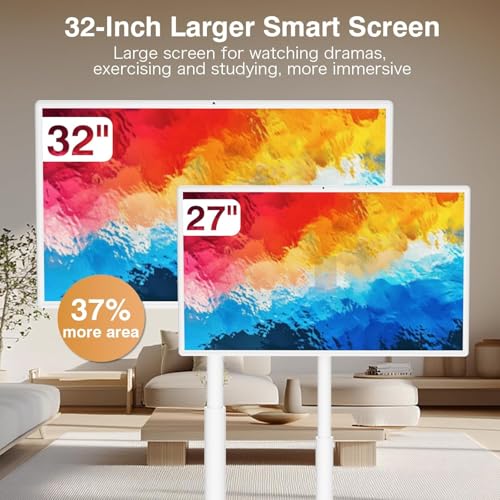 Image of 32-inch Smart Screen 4K Camera Portable TV |Wireless Portable TV on Wheels |Touch Screen Monitor | Android 13 OS (Support Google Store) Built-in Battery (5-8H) Full Swivel Rotation (8RAM+128GB)