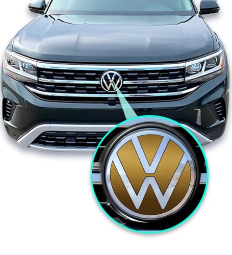 Image of IPG Decal Made for VW 2021 Passat Polo Tiguan Golf Rear /Front Emblem Logo Decals Stickers Set (4 Units) (Metallic Gold)