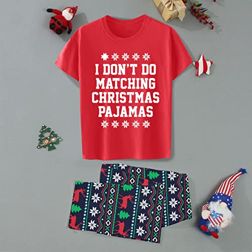 Christmas Pajamas for Family, Funny Letter Family Christmas Pjs Matching Sets Snowflake Short Sleeve Xmas Sleepwear3