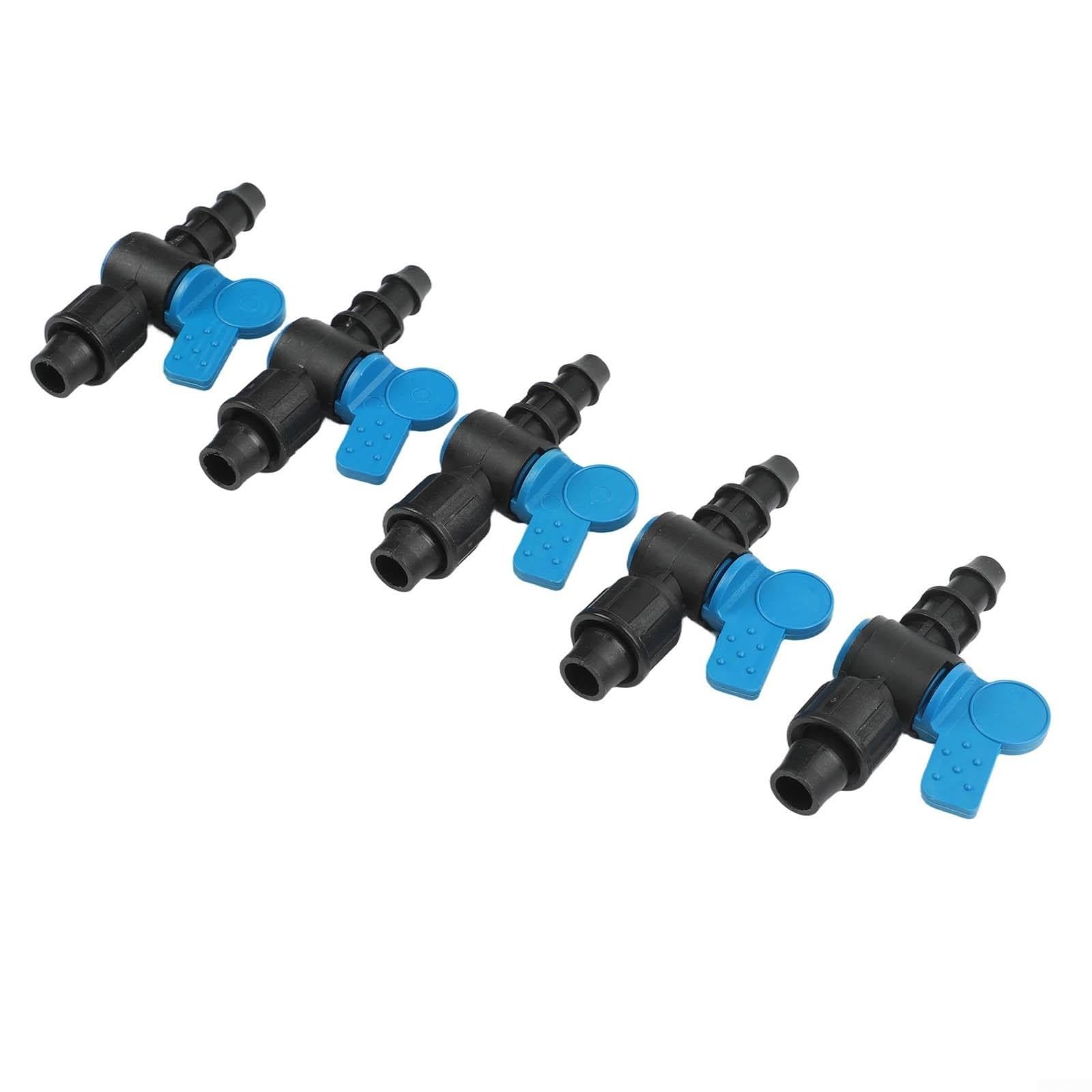 Paquete de 3 conectores de tubería de 16 mm con válvula de bola mini para manguera de riego por goteo, accesorios de bloqueo de tuerca de polietileno con prevención segura de fugas