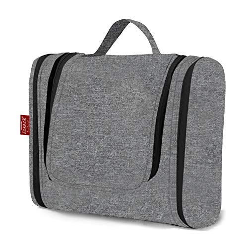 Preisvergleich Produktbild Aosbos Kulturtasche Herren Reisetasche Damen Kulturbeutel zum Aufhängen Kosmetiktasche Groß Make up Tasche Kosmetikbeutel Freizeittasche Geschenk Unisex Grau