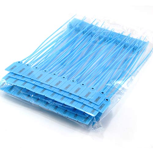 1000 Numbered Plastic Tamper Seals, Zip Ties for Fire Extinguishers Pull Tite Security Tags Numbered Disposable Self-Locking Signage Tie 250mm Length (1000 PCS, Light Blue)