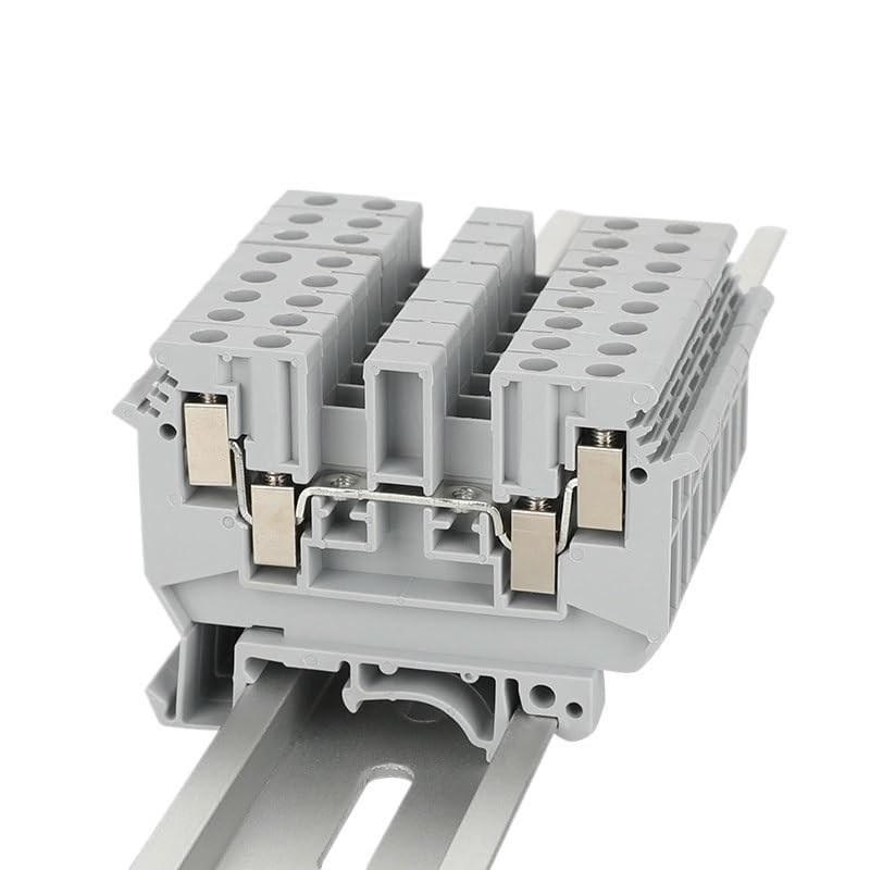 UDK-4 Screw-on DIN Rail Terminal Blocks 2 Inputs 2 Outputs Wire Connector Feed-Through 4-Conductor UDK4(Fixed Bridge FBI10-6,2 pcs)