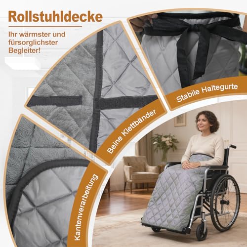 LPRYAO Rollstuhl Decke | Winter Dreilagige Verdickte Warme Erwachsene Rollstuhldecke Beindecke Kniedecke | Decke für Rollstuhlfahrer | Universelle Passform für Rollstühle (Hellgrau, 44.1 * 49.2inch)