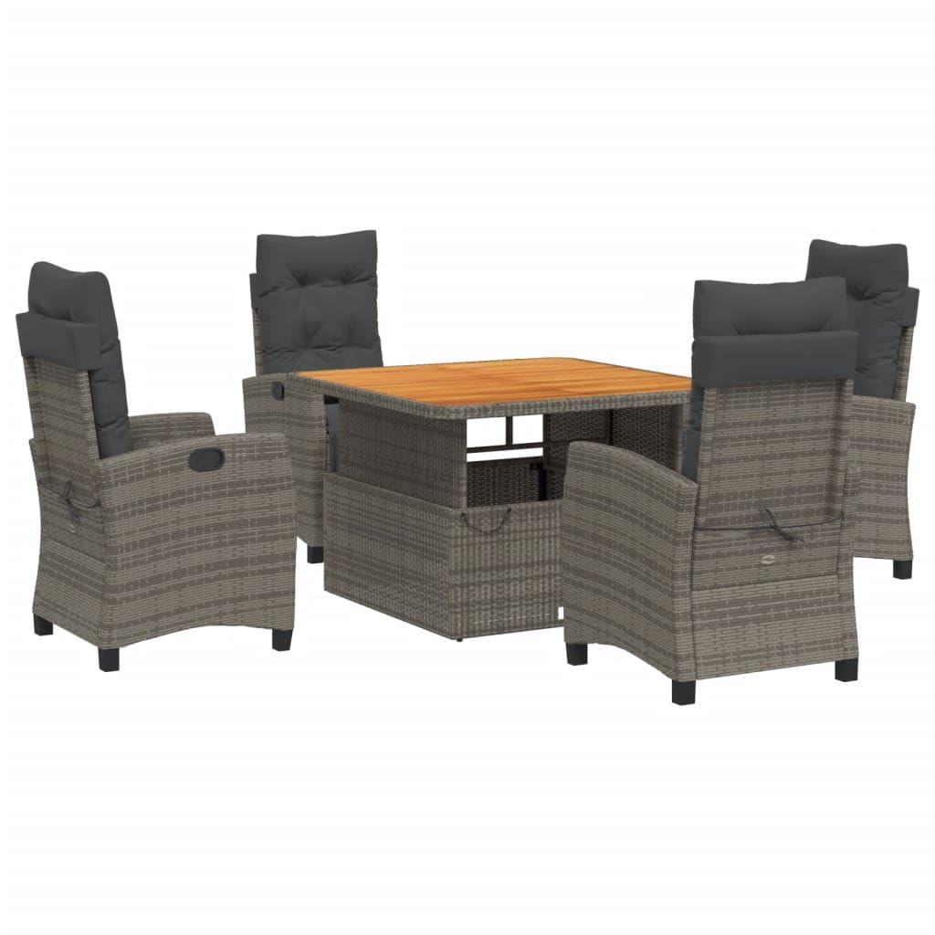 Gecheer Muebles de Comedor de jardín,Comedor de Jardin Exterior,Comedor de Jardin Ratan,Set Comedor de jardín 5 Piezas con Cojines ratán sintético Gris 8##