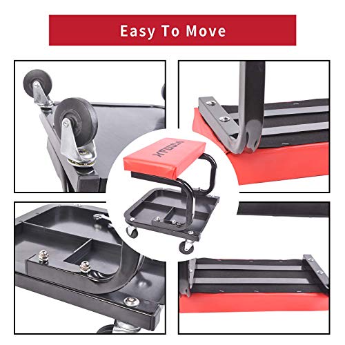 Winmax Tools Automotive Creeper Seat Mechanics Rolling Work Stool Chair Auto Work Shop Garage Gear Tray #TOP4