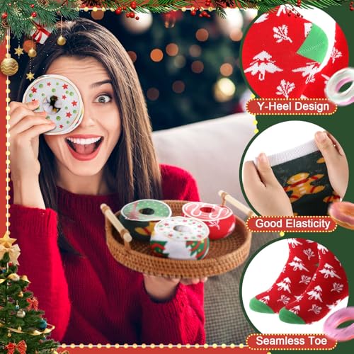 Image of Geyoga Christmas Donut Socks for Women - Funny Cupcake Crew Socks (3 Pairs)