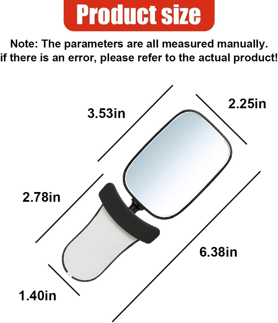 Baby Car Mirror, 360° Adjustable Rear Facing Mirrors, Shatterproof Glass Safety Car Seat Mirror, Stick-on Wide Angle Convex Vehicle Auxiliary Mirror, Universal for Sedan SUV Truck (2PCS)