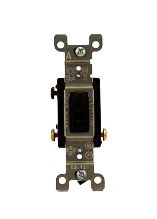 Leviton 1453-CP 15 Amp, 120 Volt, Toggle Framed 3-Way AC Quiet Switch, Residential Grade, Non-Grounding, Quickwire Push-In & Side Wired, Brown