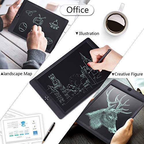 10 Inch LCD Writing Tablet - Portable Electronic Writing Drawing Board Doodle Pads, Digital Handwriting Notepad with Stylus for Kids & Adults at School, Home and Office (Black)