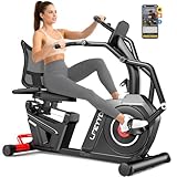 LFEYYD Recumbent Exercise Bike for Home, Stationary Bike with Arm Exerciser, 16-Level Magnetic Resistance, Bluetooth App, LCD Monitor, Heart Rate, Heavy-Duty Frame, Low-Impact Cardio & Physical Therapy, 450LBS Capacity (BIACK-Red)