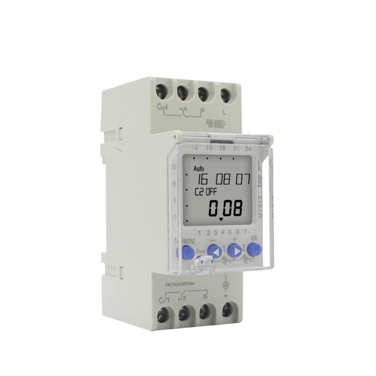 RWRAPS microcomputer Interruttore Timer MT812 Interruttore orario Digitale su Guida DIN programmabile settimanale Multifunzione a 2 canali 16A