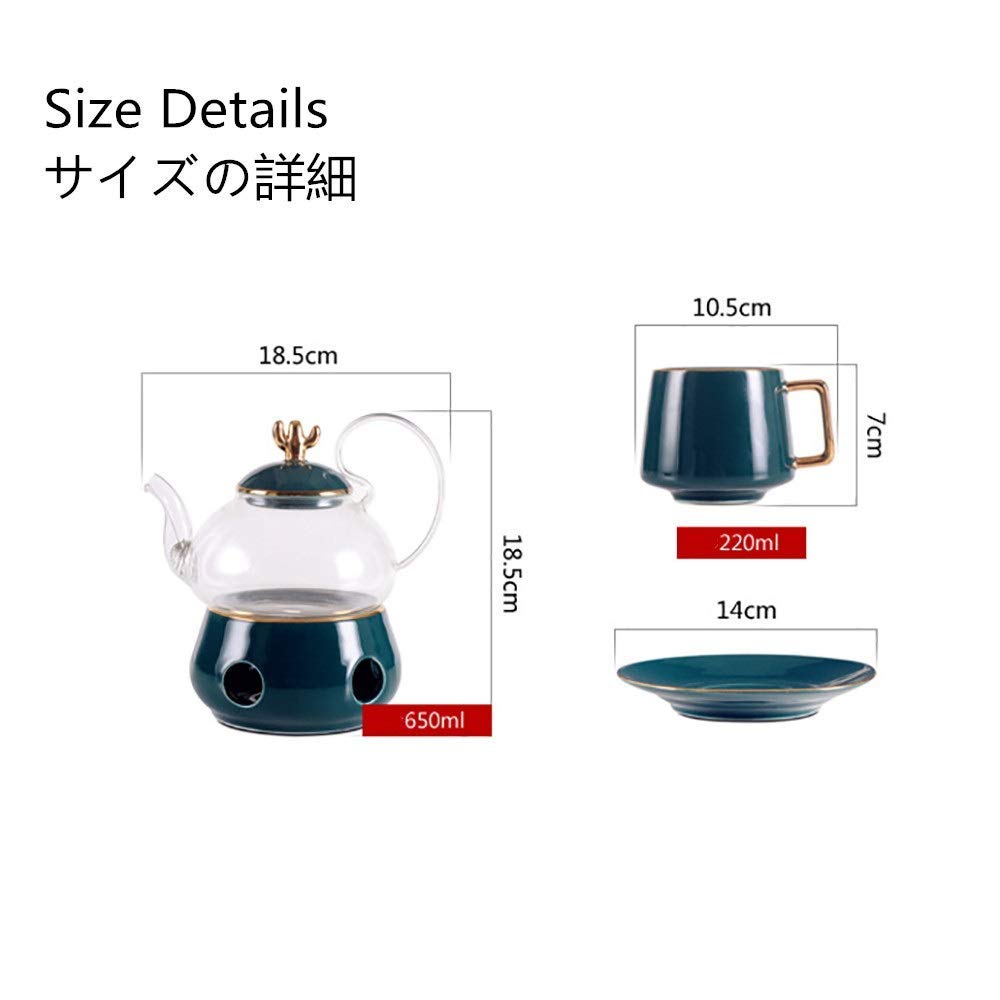XINGYU Zestawy do herbaty 3 kolory prosty domowy zestaw do herbaty szklany dzbanek korpus złoty kontur światło popołudniowa herbata lub kawa zestaw do herbaty, sypialnia kawiarnia impreza salon do domu