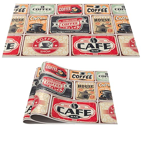 Mantel individual lavable, PVC, antideslizante, mesa de comedor, decoración para interiores y exteriores, 30 x 45 cm, vintage, juego de 2 unidades