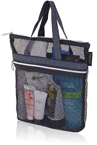 Cesta de Ducha de Malla – Bolsa de Secado rápido con Cremallera y Bolsillo para Loofah. Portátil Ligero para Colgar artículos de Aseo y Organizador de baño