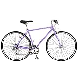 【組立動画付き】スピードワールド(SPEED WORLD) 自転車 クロスバイク 700C(約27インチ) 6段変速 変速付き 初心者 おしゃれ オシャレ 通勤 通学 大人 女性 学生 (パープル)
