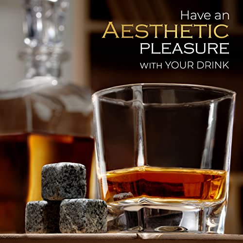 Whiskey Decanter Set For Men With 4 Glasses And 9 Cooling Whisky Stones, Bourbon, Rum, Scotch, Crystal Clear Decanter Sets - Whiskey Gifts For Men Dad Him (Modern Glass 25 Oz. - 750 Ml) #TOP2