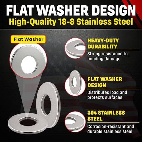 Image of Stainless 7 /16-14 Flat Washer, 304 Stainless Steel, 50 Pieces (7 /16-14 Flat Washer)