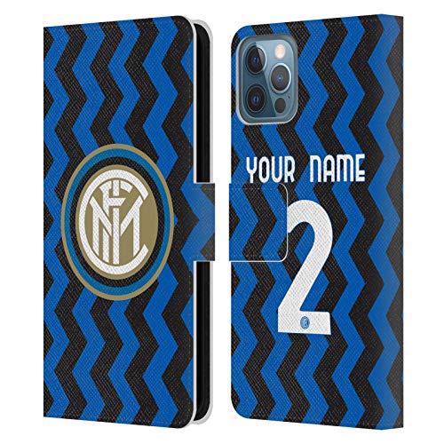 Protection en cuir iPhone 12 avec fentes pour cartes motif Inter Milan 2020/21