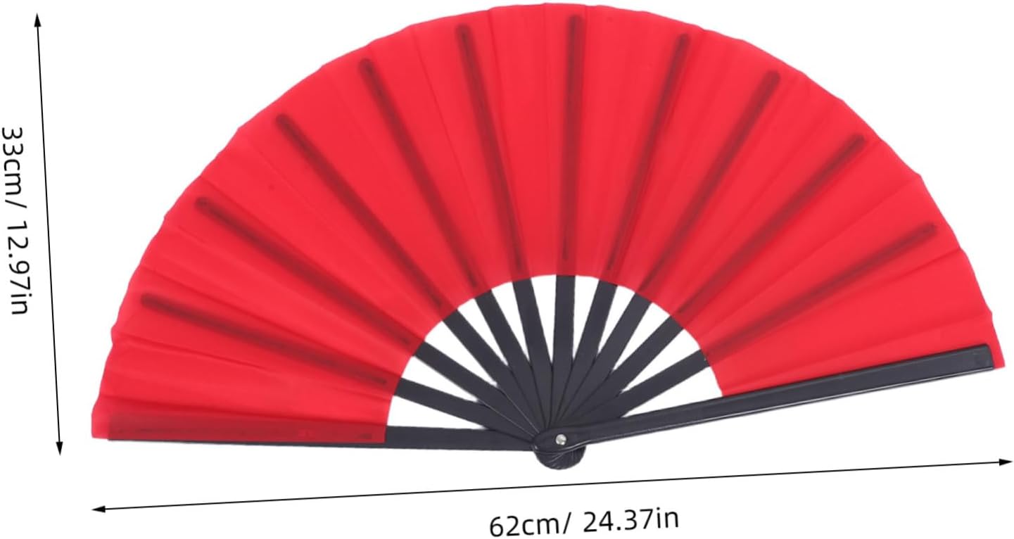 4pcs Red Chinese Folding Dance Fans, Large Handheld Folding Hand Fans with Clacking Sound, Lightweight Plastic Frame, Suitable for Line Dancing, Festivals, and Performance