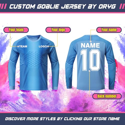 ORYG Kids Goalkeeper Jersey Custom Padded Goalie Shirt Personalized Soccer Keeper Uniform for Men Youth with Name Number Logo Neon Green
