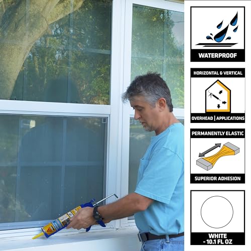 Image of SIKA Sikaflex Construction Sealant - White, All-Purpose Polyurethane for Joints 1 /2 inch or Smaller - 10.1 fl. oz - Weatherproof, High Elasticity, Paintable, Strong Adhesion