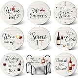Rtteri Wine Coasters for Drinks Set of 8 Absorbent Ceramic Coasters